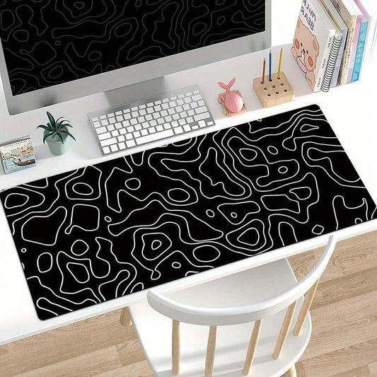 XL Gaming Mouse Pad - Water-Resistant Extended Desk Mat with Line Pattern