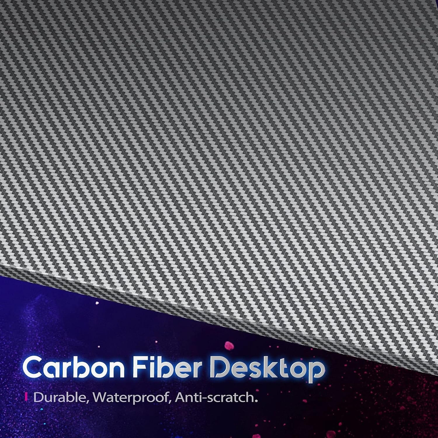 L Shaped Gaming Desk with Carbon Fiber Surface