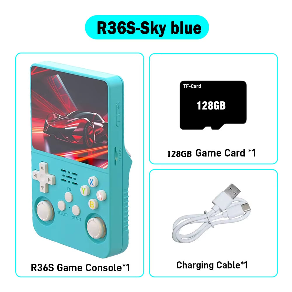 R36S ARKOS Retro Handheld Video Game Console Genuine 3.5 Inch IPS Multiple Colors Are Available Screen Portable Player 64GB Game