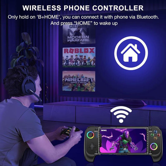 Mobile Gaming Controller - Console-Quality for iOS/Android with RGB & 8Hr Battery