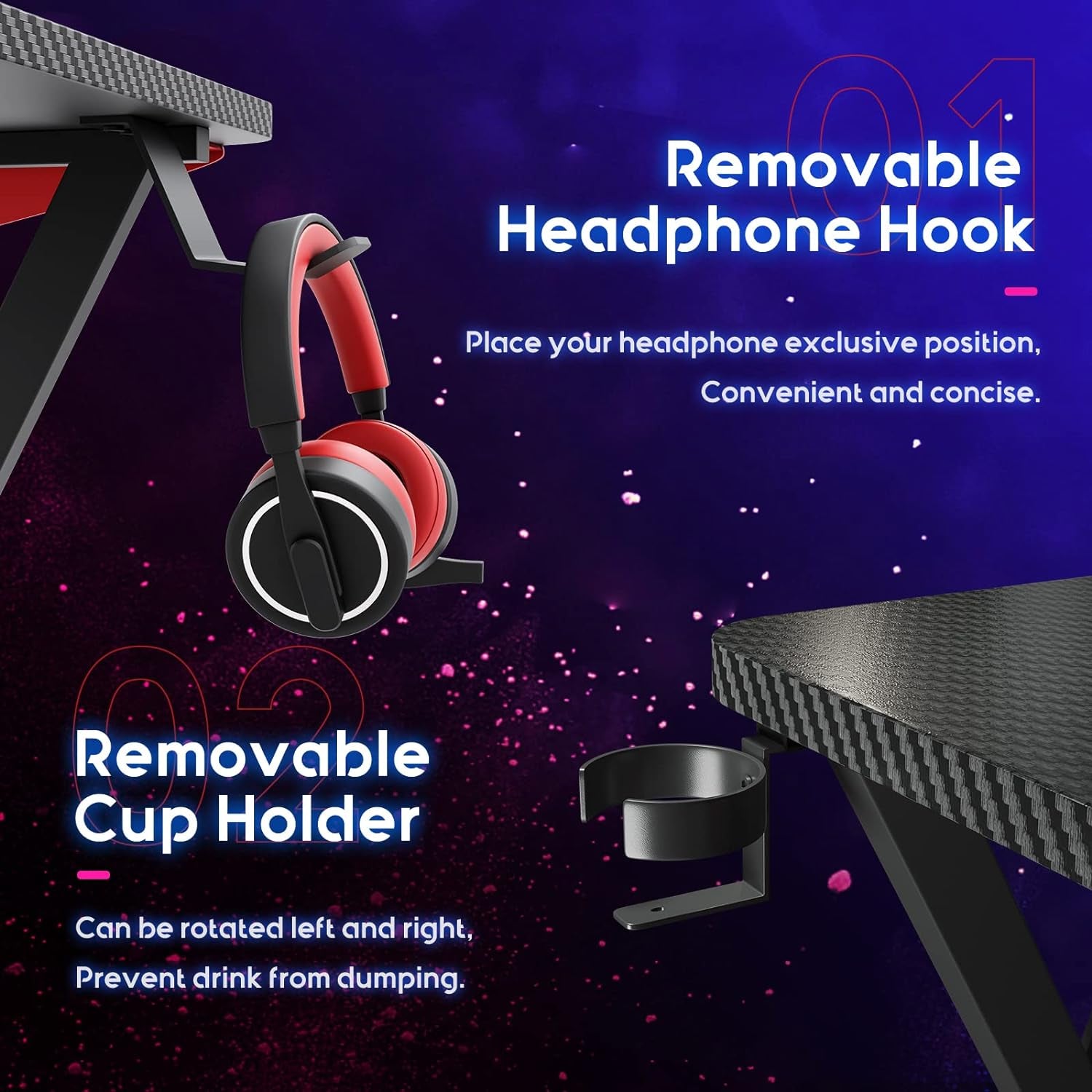 L Shaped Gaming Desk with Carbon Fiber Surface